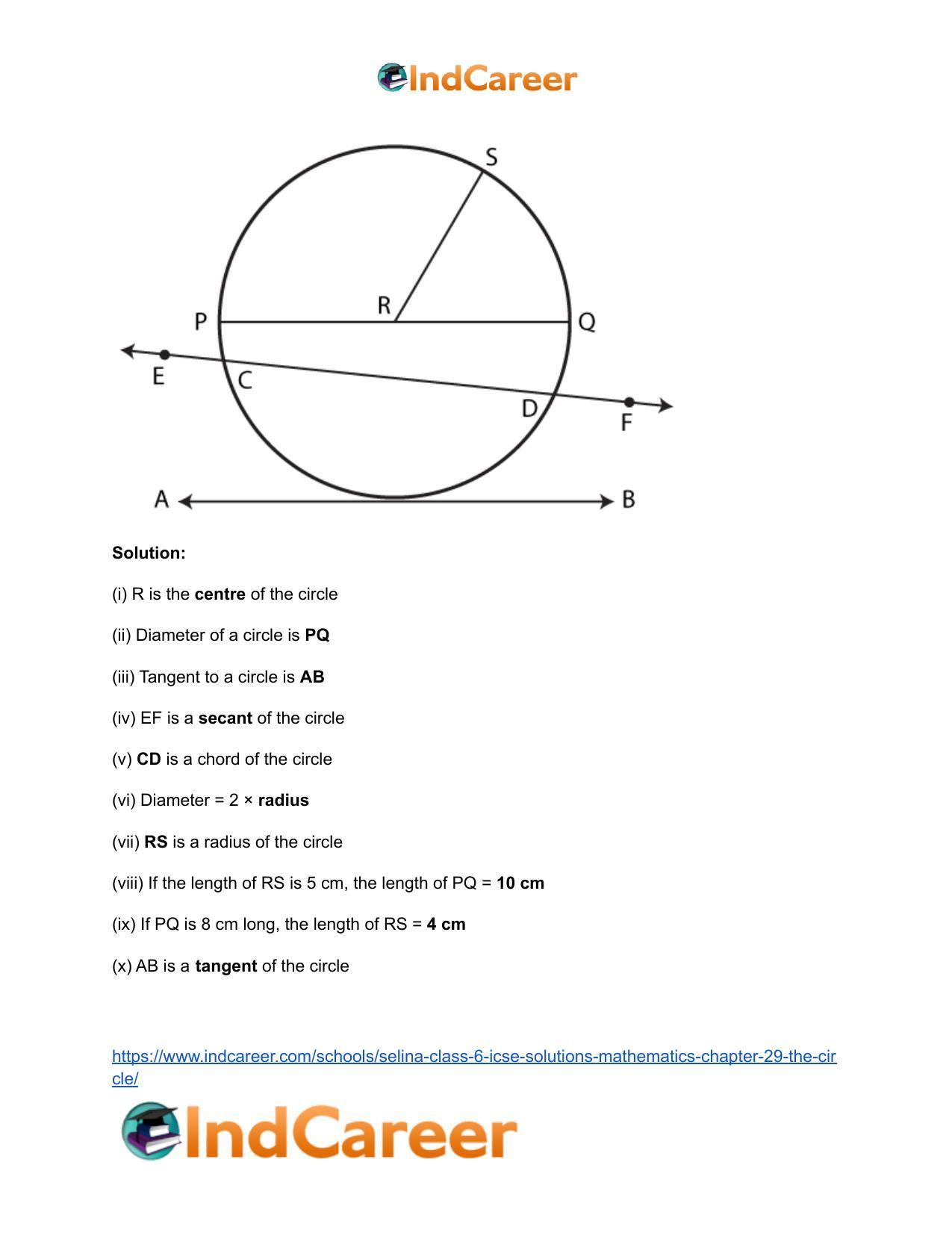 Selina Class 6 ICSE Solutions Mathematics : Chapter 29- The Circle - Page 3