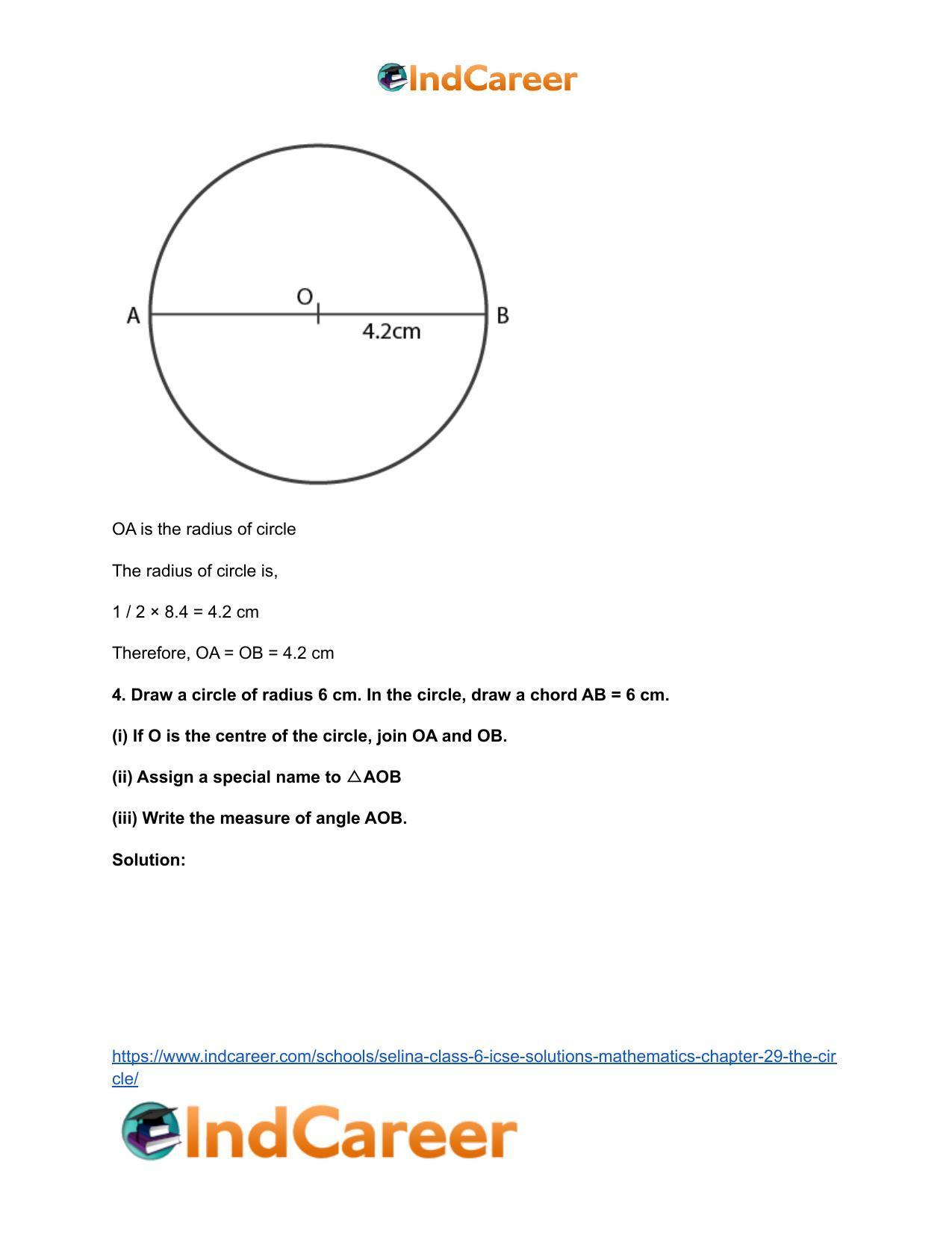 Selina Class 6 ICSE Solutions Mathematics : Chapter 29- The Circle - Page 6
