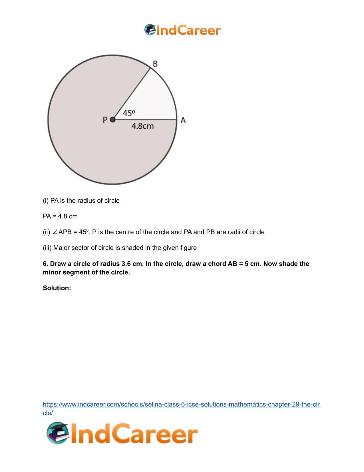Selina Class 6 ICSE Solutions Mathematics : Chapter 29- The Circle - Page 8