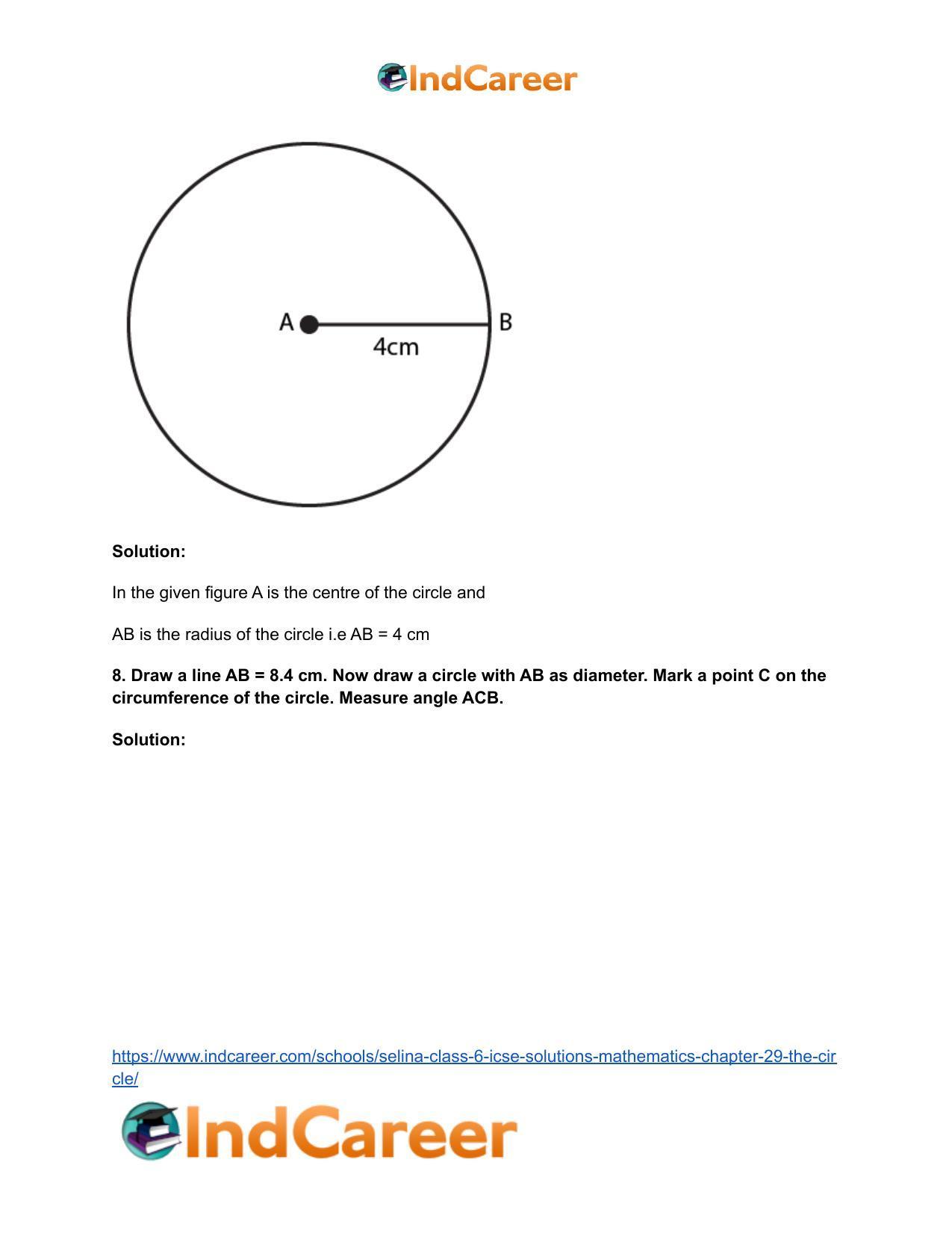 Selina Class 6 ICSE Solutions Mathematics : Chapter 29- The Circle - Page 10