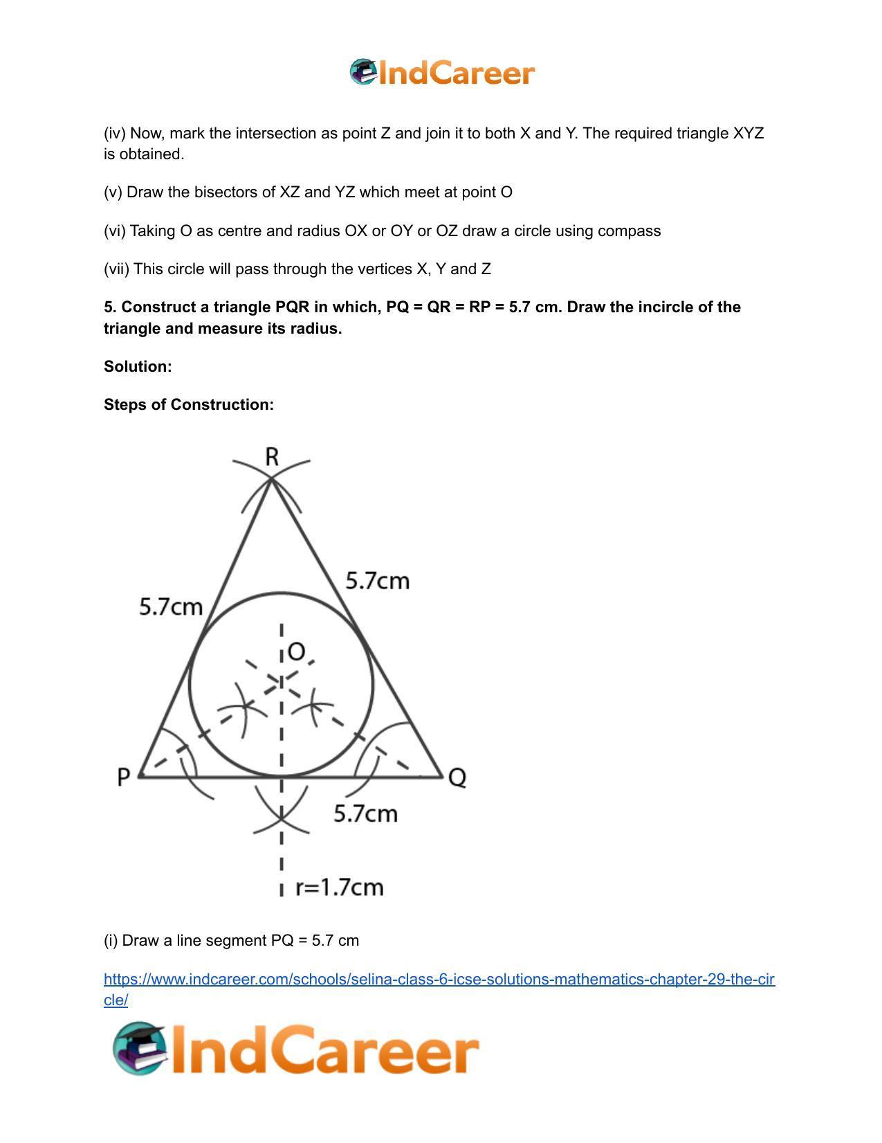 Selina Class 6 ICSE Solutions Mathematics : Chapter 29- The Circle - Page 16