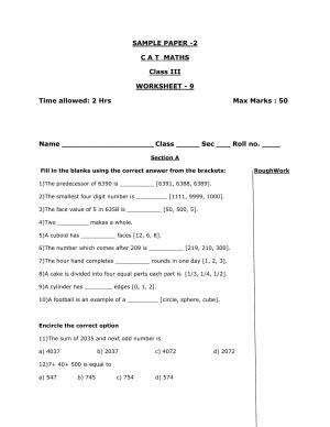 Worksheet for Class 3 Mathematics Practice Test Assignment 13