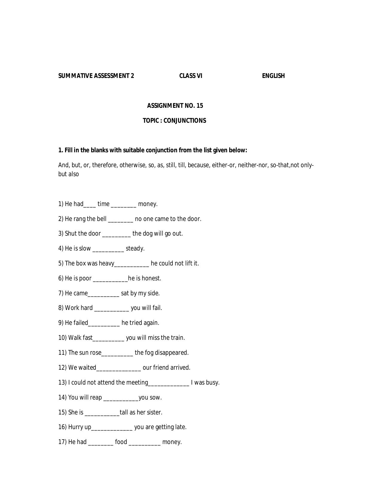 CBSE Worksheets for Class 6 English Practice Assignment 24 - Page 1
