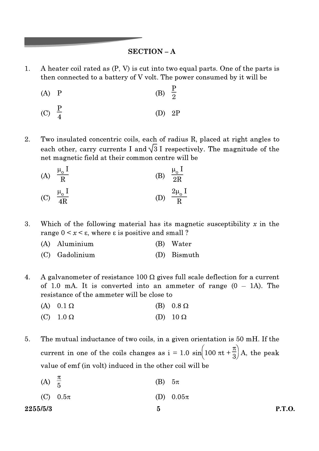 CBSE Class 12 55-5-3 Physics 2024 Question Paper - Page 5