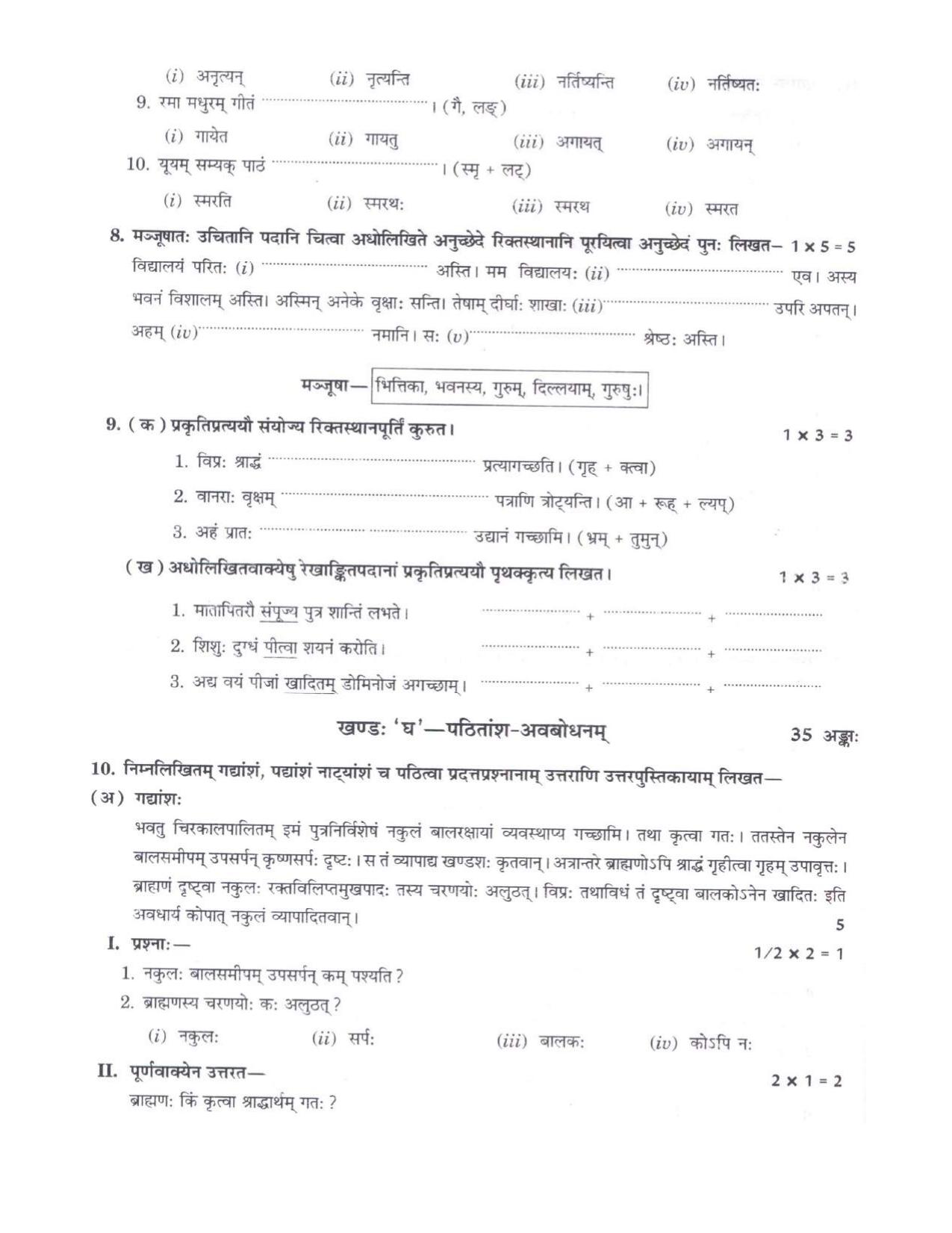 CBSE Worksheets for Class 9 Sanskrit Assignment 13 - Page 5