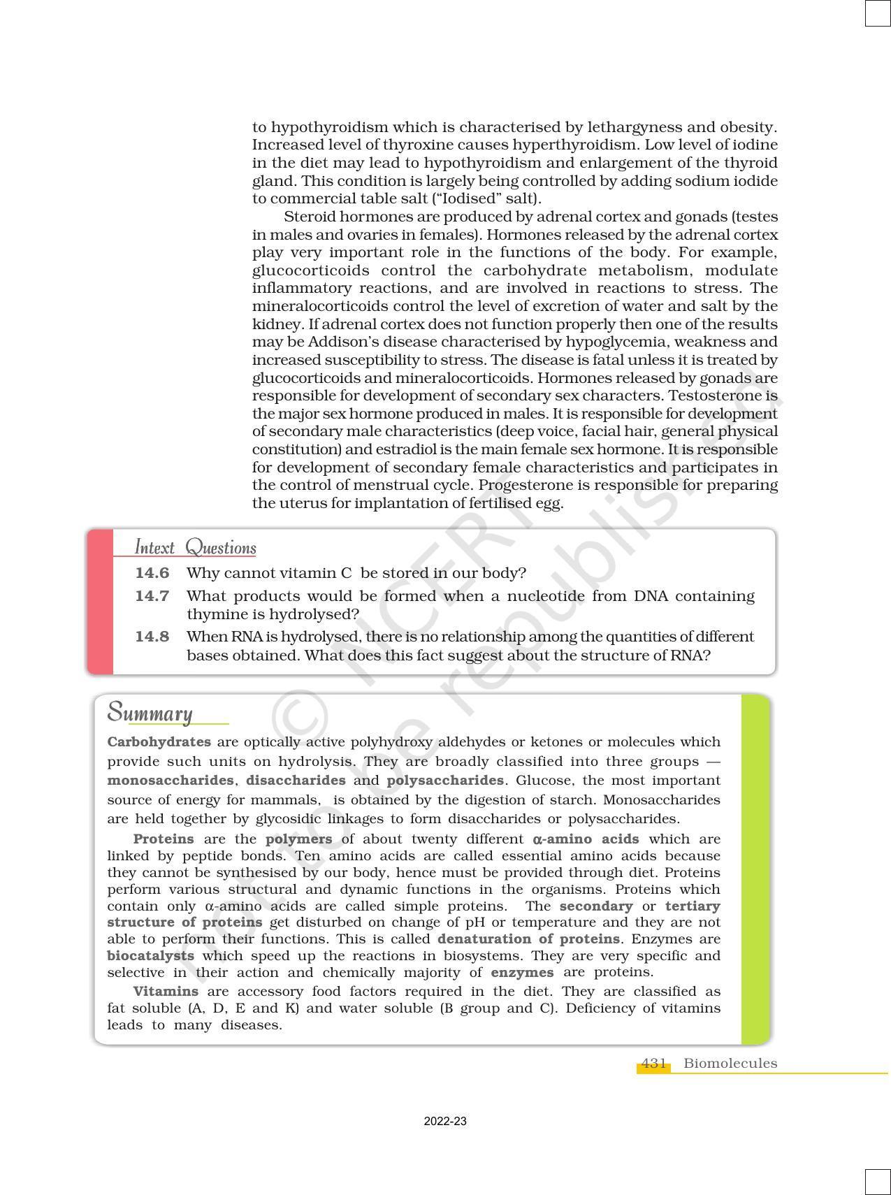 NCERT Book for Class 12 Chemistry Chapter 14 Biomolecules - Page 21