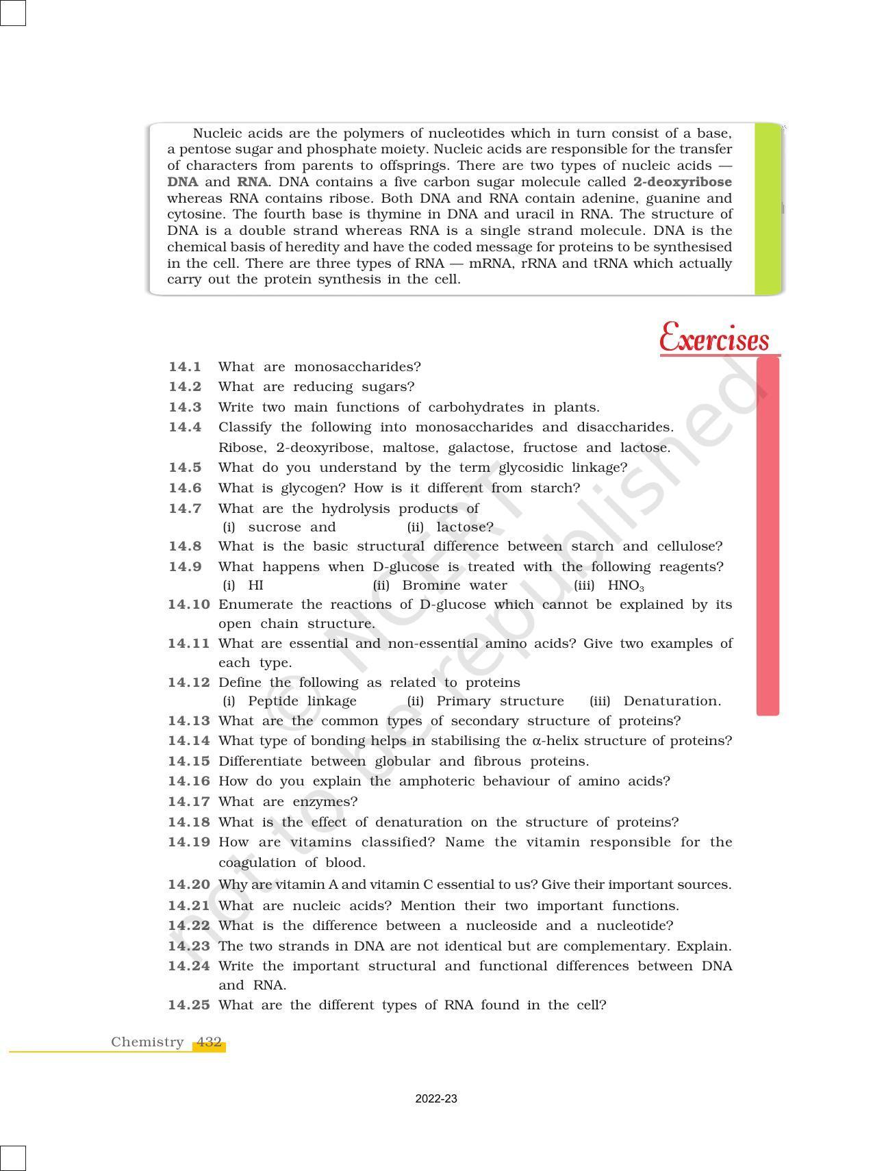 NCERT Book for Class 12 Chemistry Chapter 14 Biomolecules - Page 22