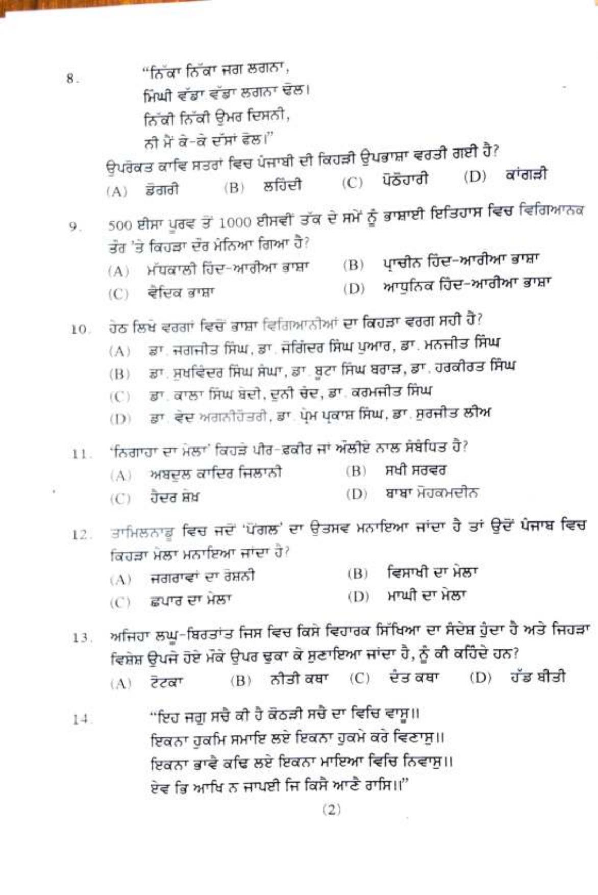 PU MPET English 2020 Question Papers - Page 32
