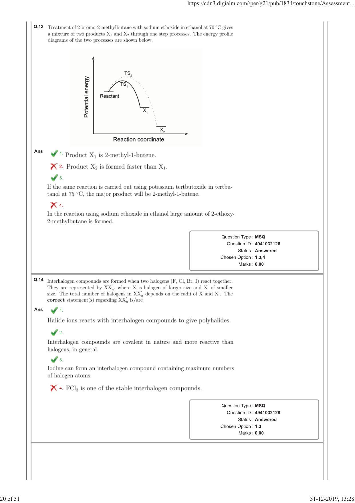 NEST 2019 Question Paper - Page 20