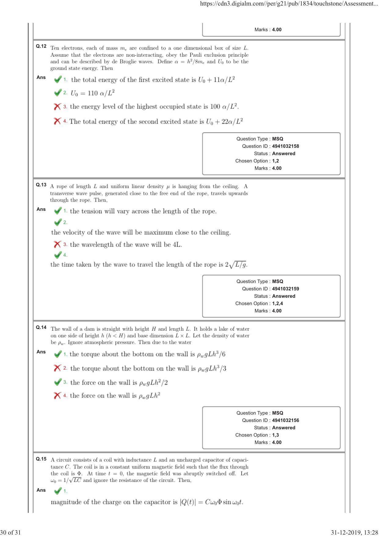 NEST 2019 Question Paper - Page 30