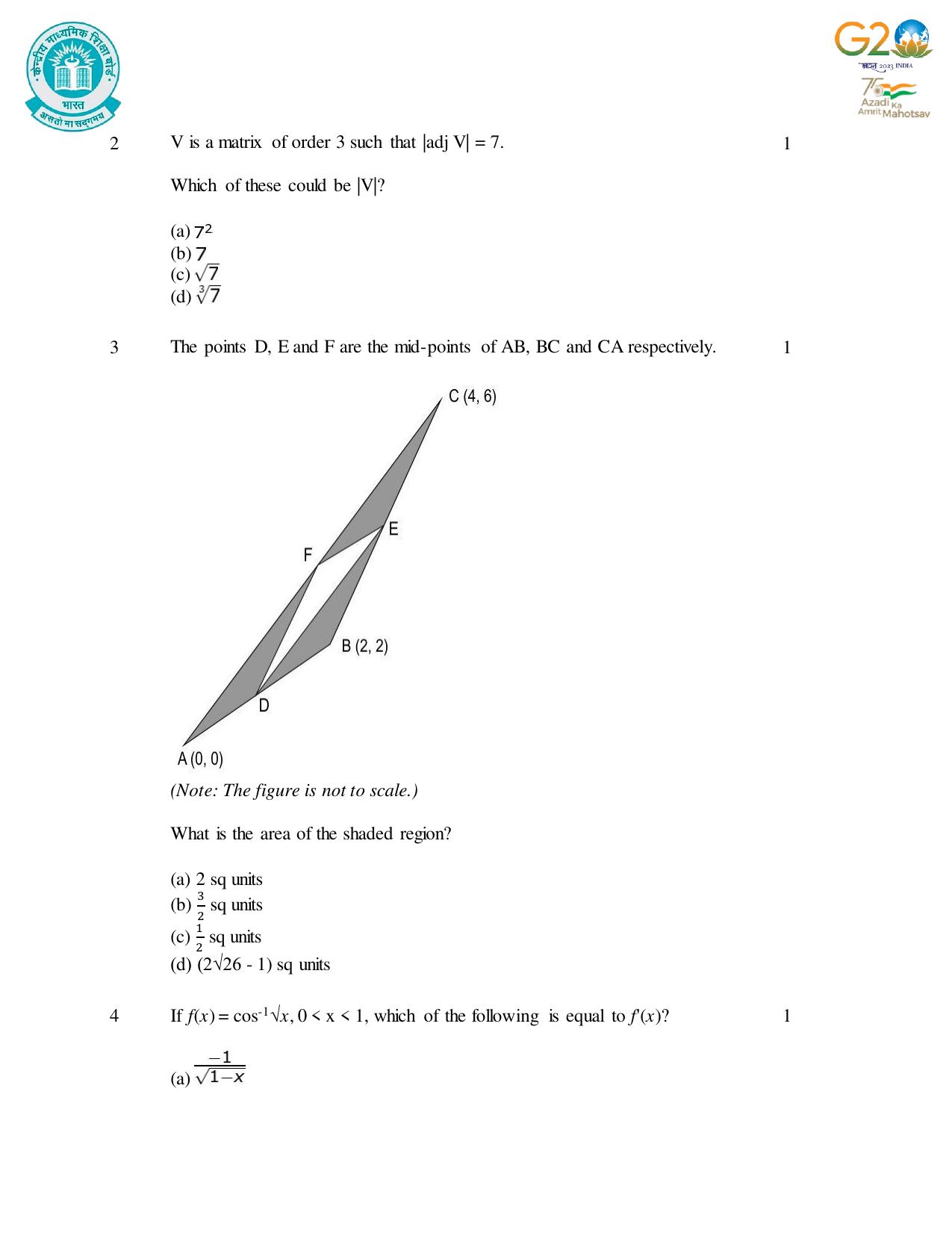 CBSE Class 12 Mathematics SET 1 Practice Questions 2023-24  - Page 2