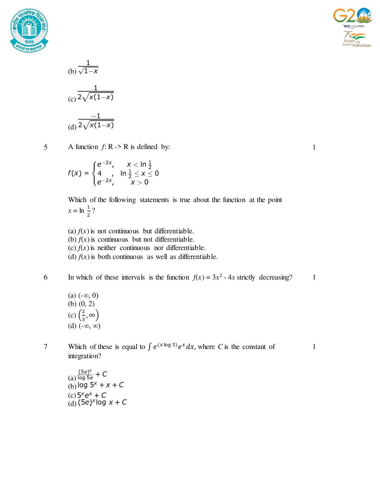CBSE Class 12 Mathematics SET 1 Practice Questions 2023-24  - Page 3