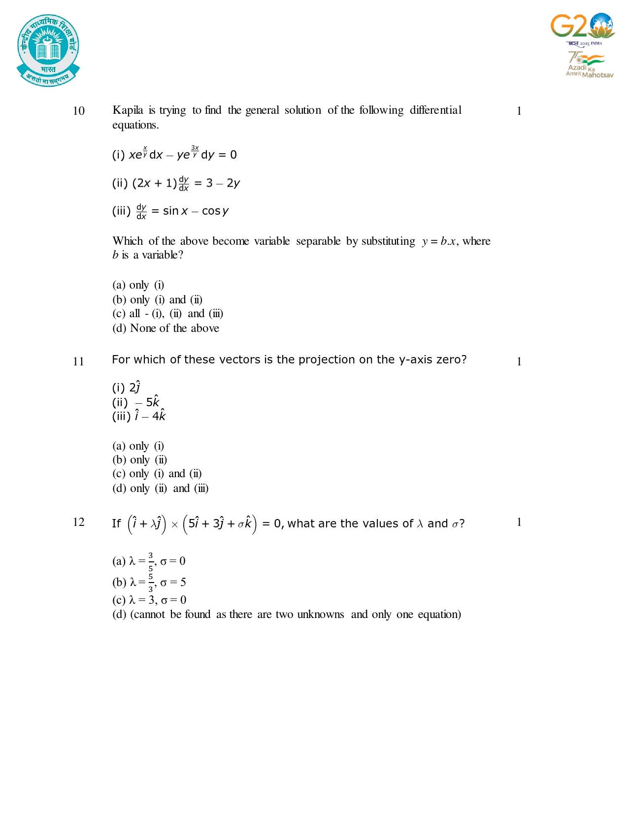 CBSE Class 12 Mathematics SET 1 Practice Questions 2023-24  - Page 5