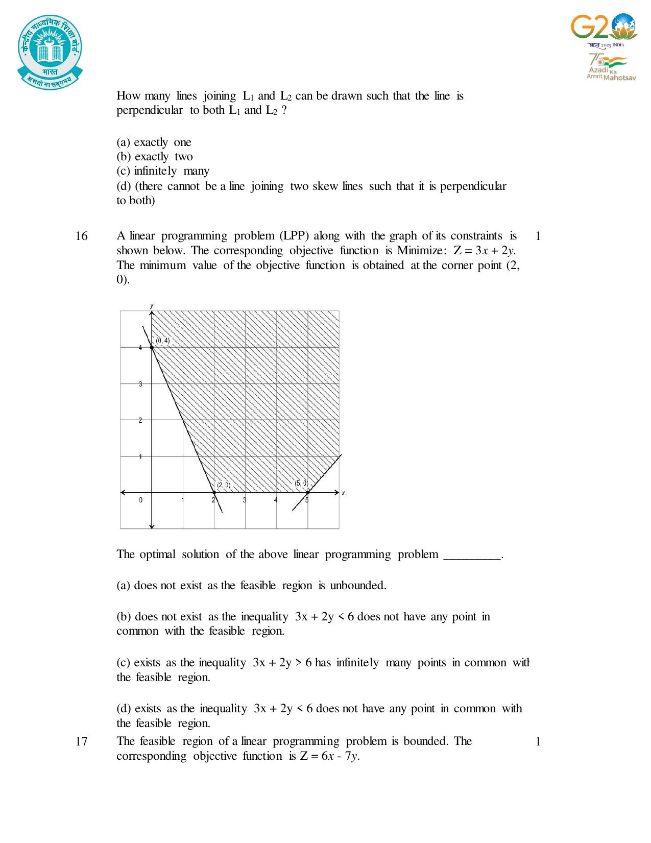 CBSE Class 12 Mathematics SET 1 Practice Questions 2023-24  - Page 7