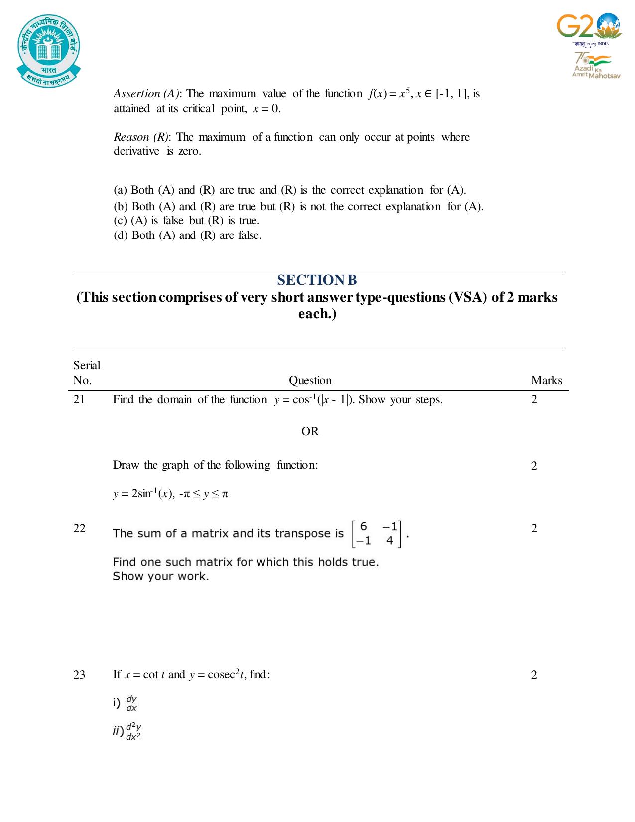 CBSE Class 12 Mathematics SET 1 Practice Questions 2023-24  - Page 9