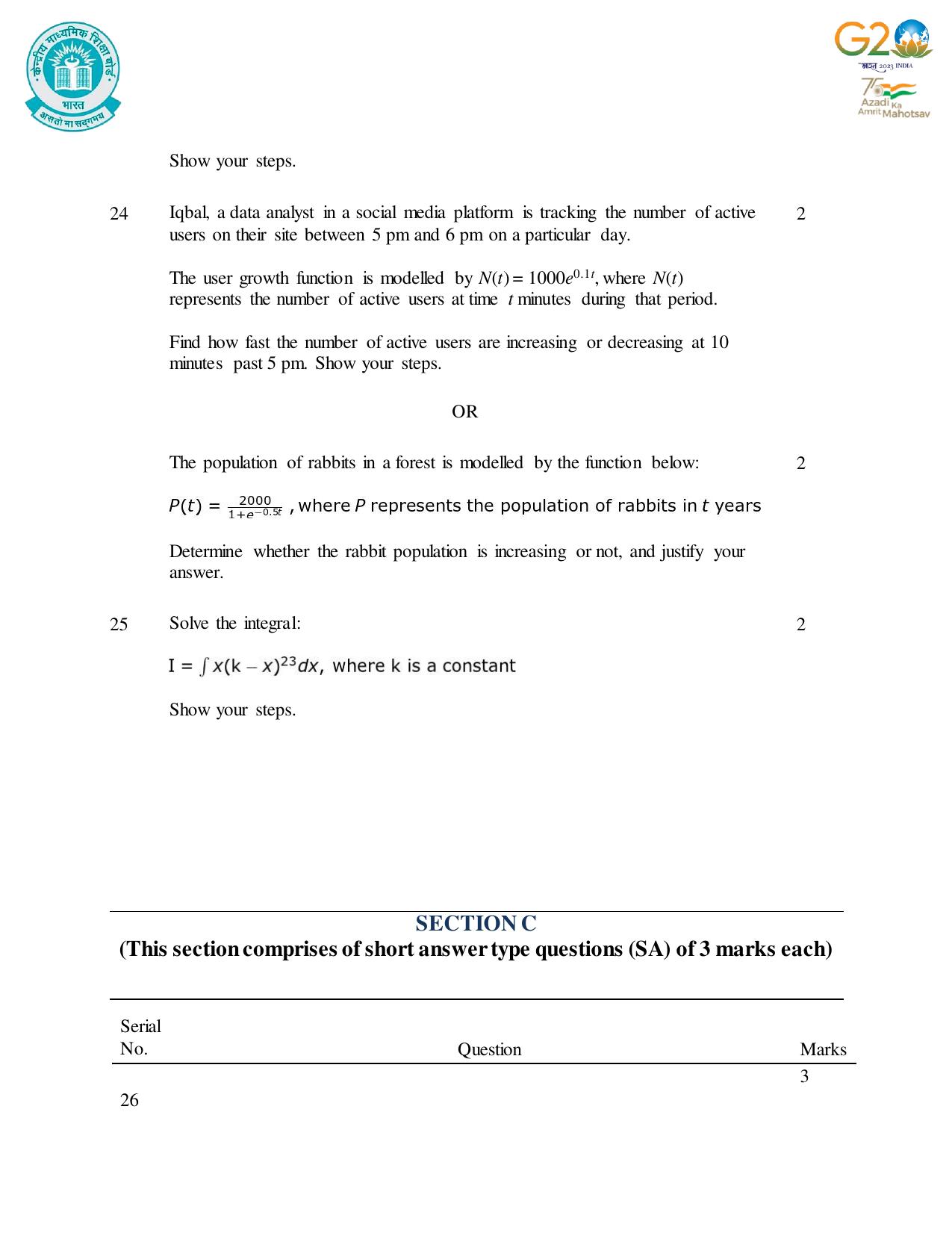 CBSE Class 12 Mathematics SET 1 Practice Questions 2023-24  - Page 10