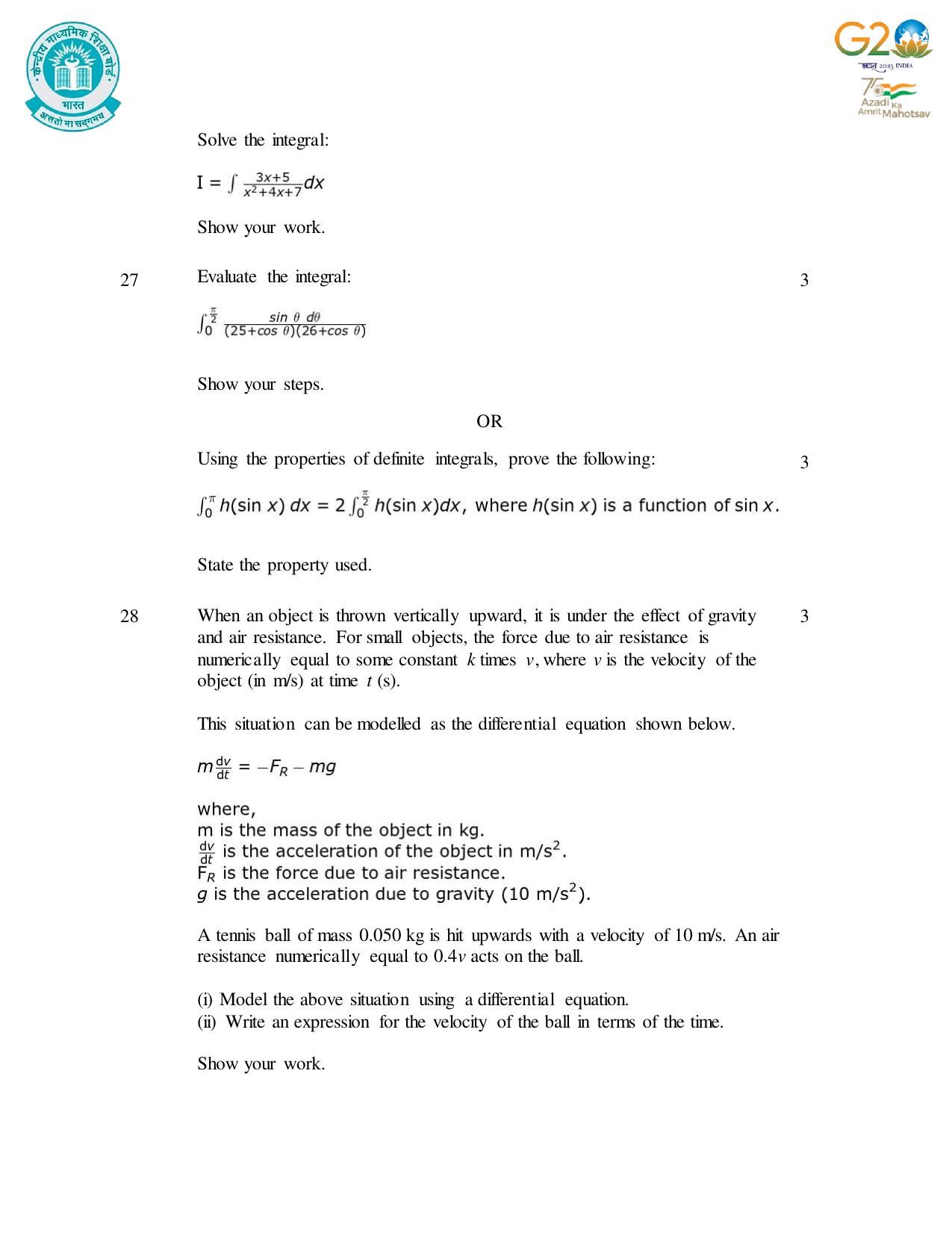 CBSE Class 12 Mathematics SET 1 Practice Questions 2023-24  - Page 11