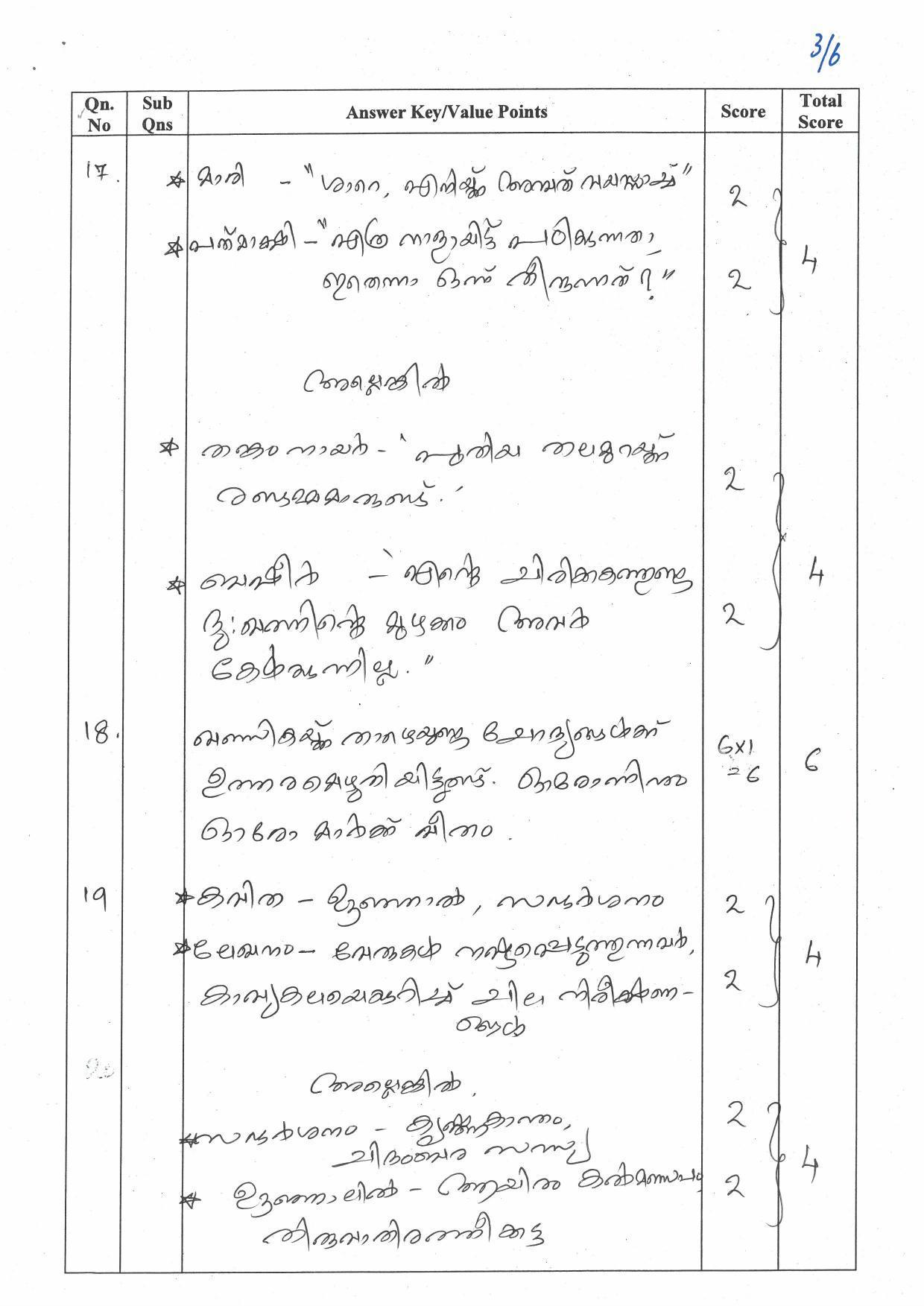 Kerala Plus One (Class 11th) Malayalam (Hearing Impaired) Answer Key 2021 - Page 3