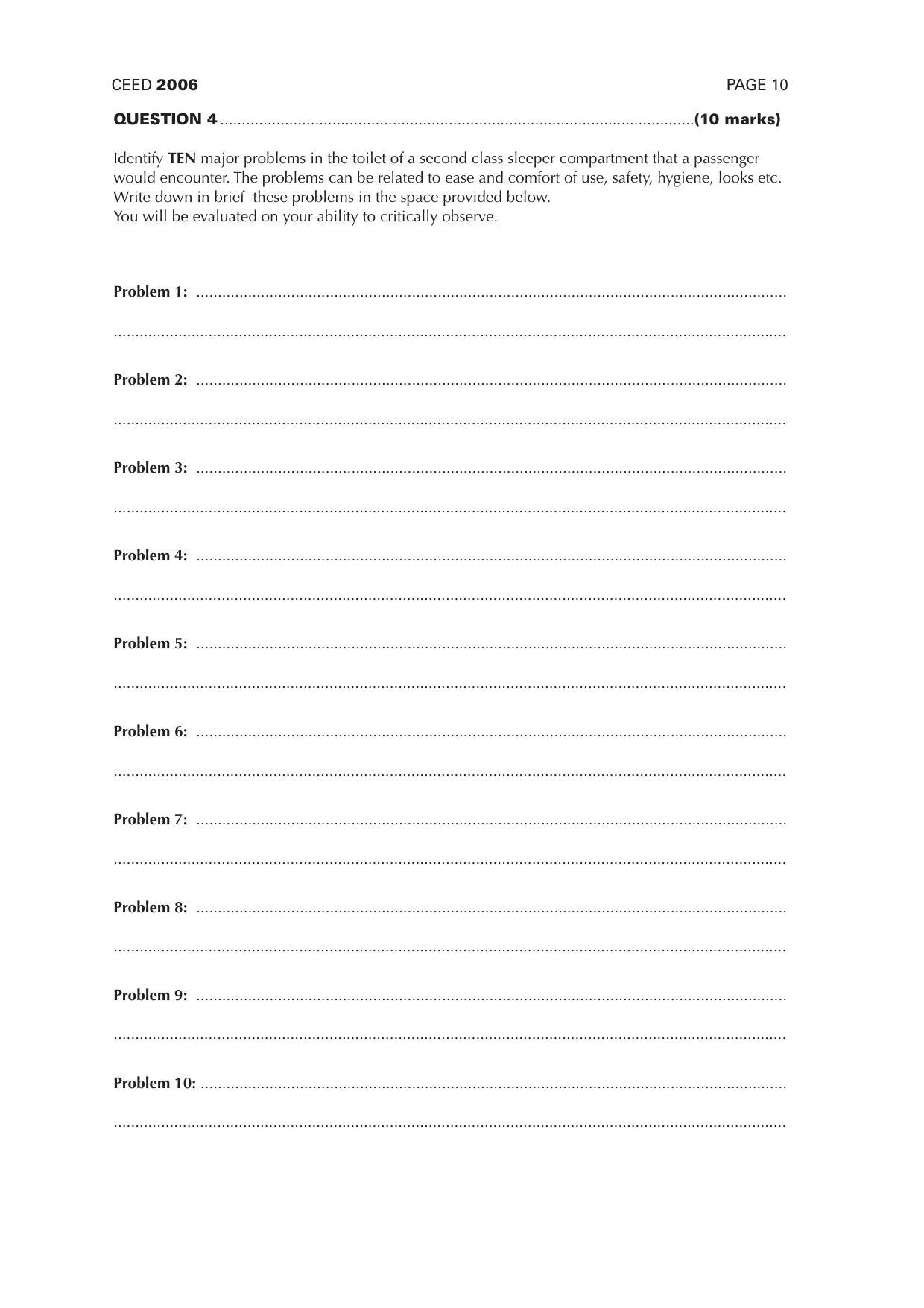 CEED 2006 Question Paper - Page 9