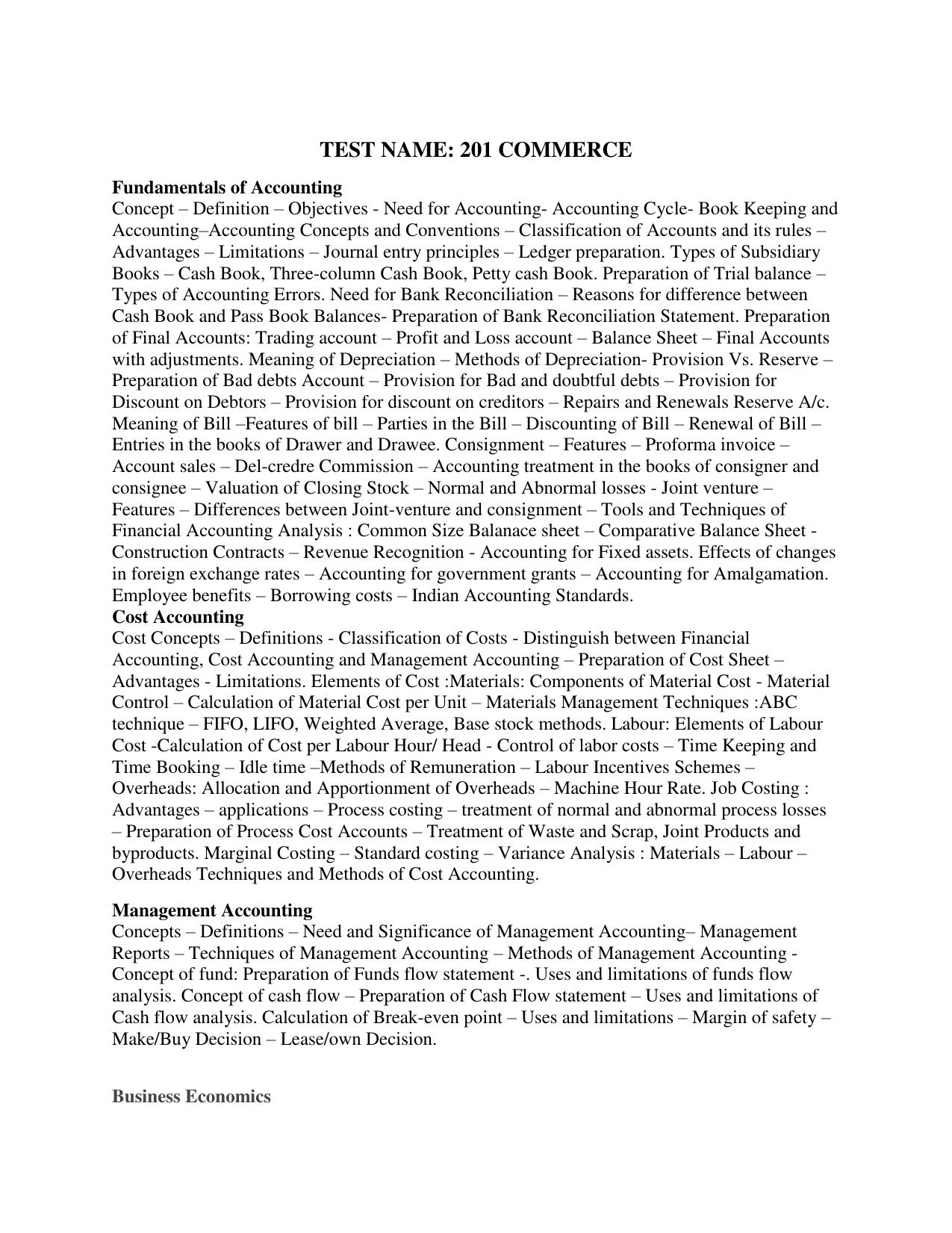 AP PGCET COMMERCE Syllabus - Page 1