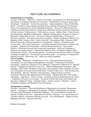 AP PGCET COMMERCE Syllabus