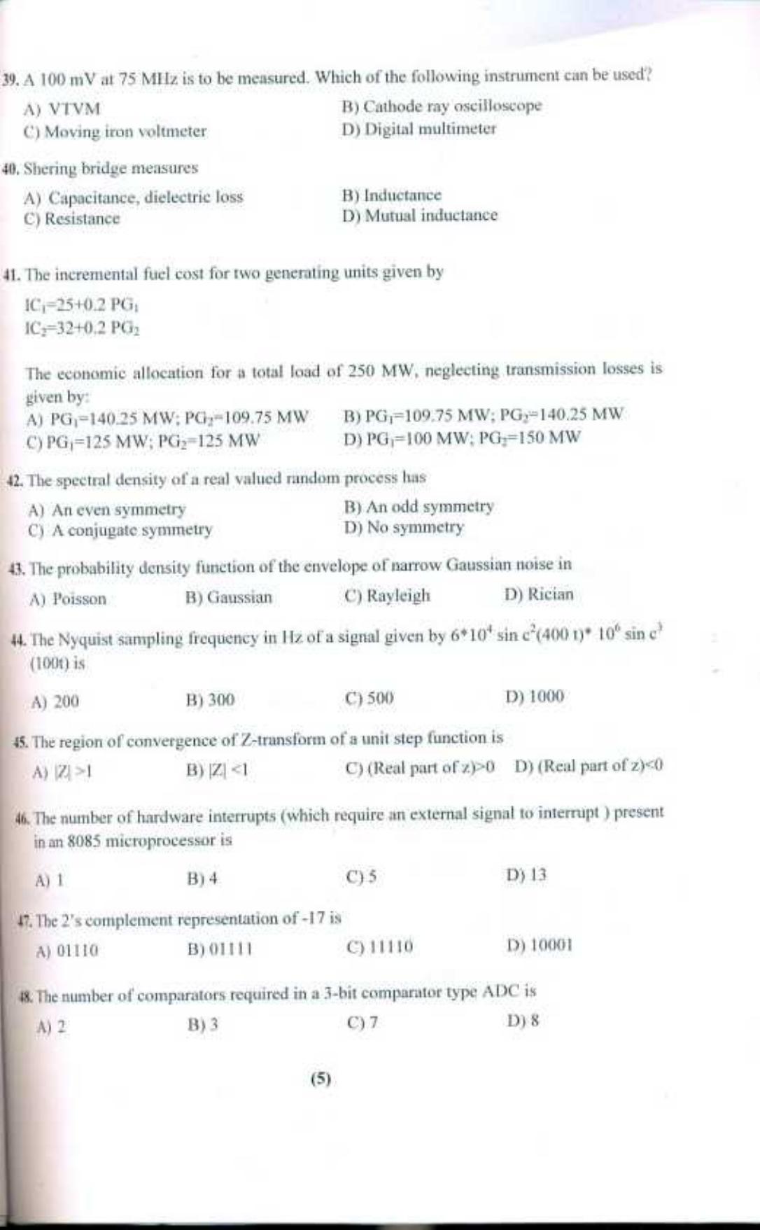 PU CET UG 2017 M.E. Electrical Engg. (Power System) Question Paper - Page 6