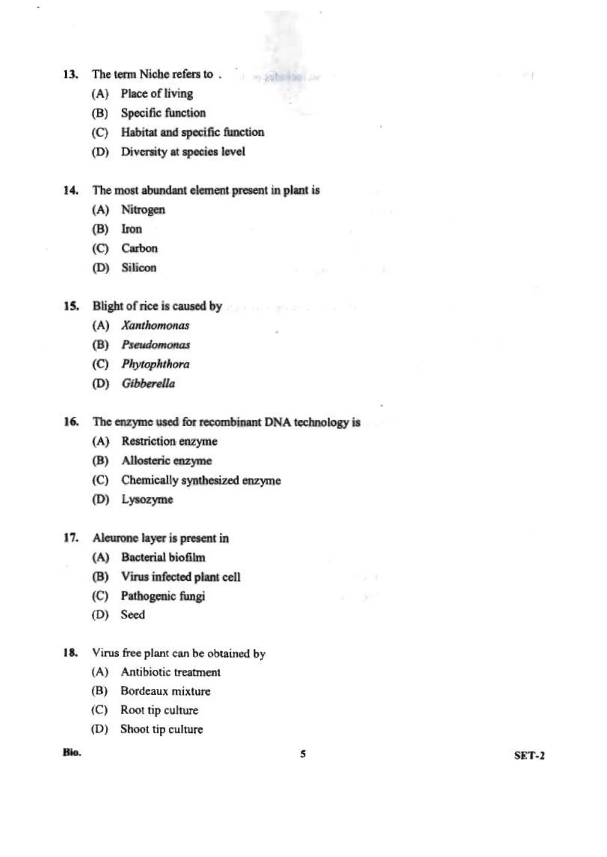 OJEE 2013 Biology Set 2 Question Paper - Page 3