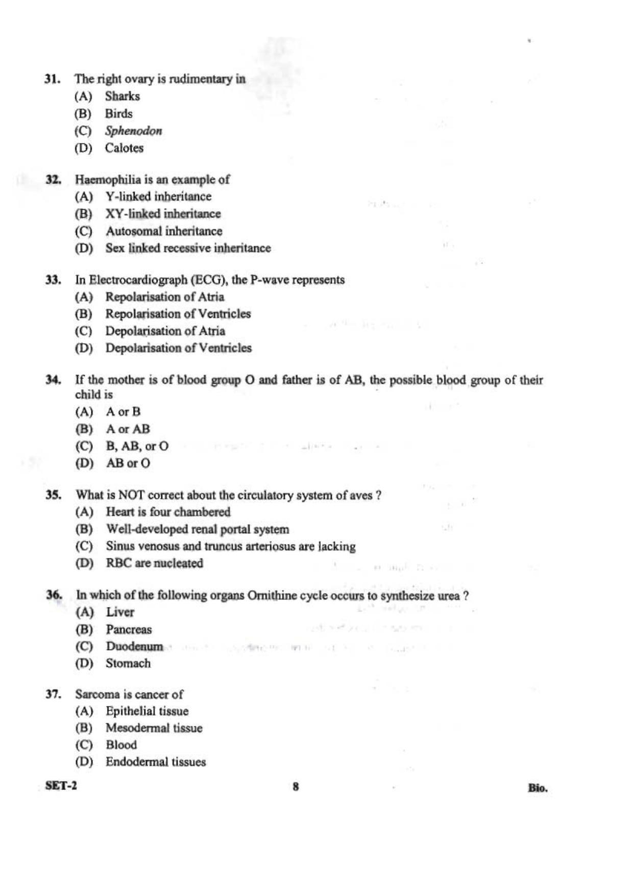 OJEE 2013 Biology Set 2 Question Paper - Page 6