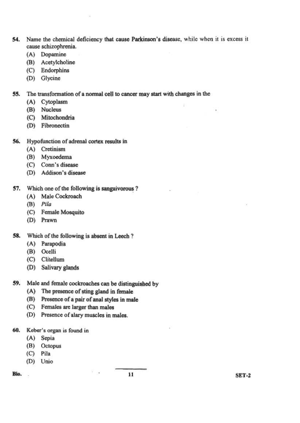 OJEE 2013 Biology Set 2 Question Paper - Page 9