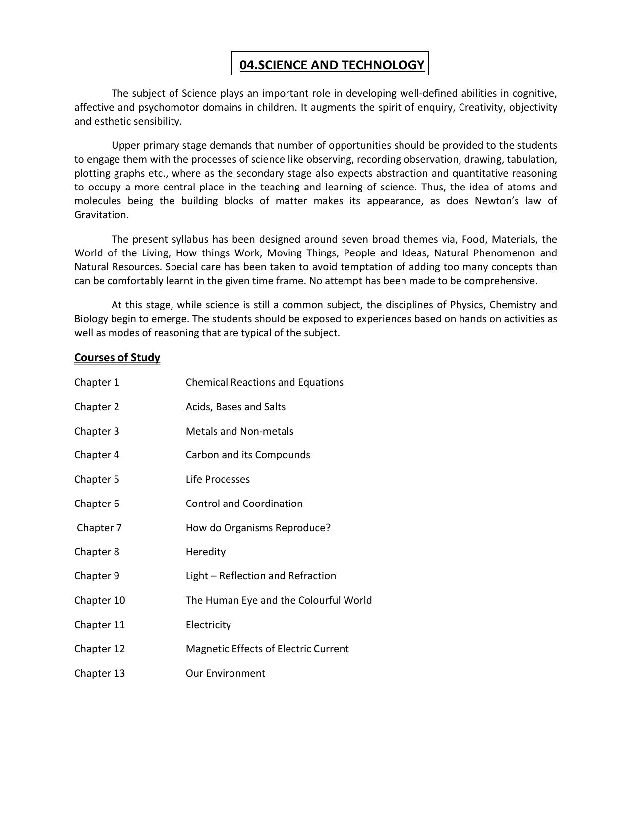 HP Board Class 10th Syllabus for Science - Page 1