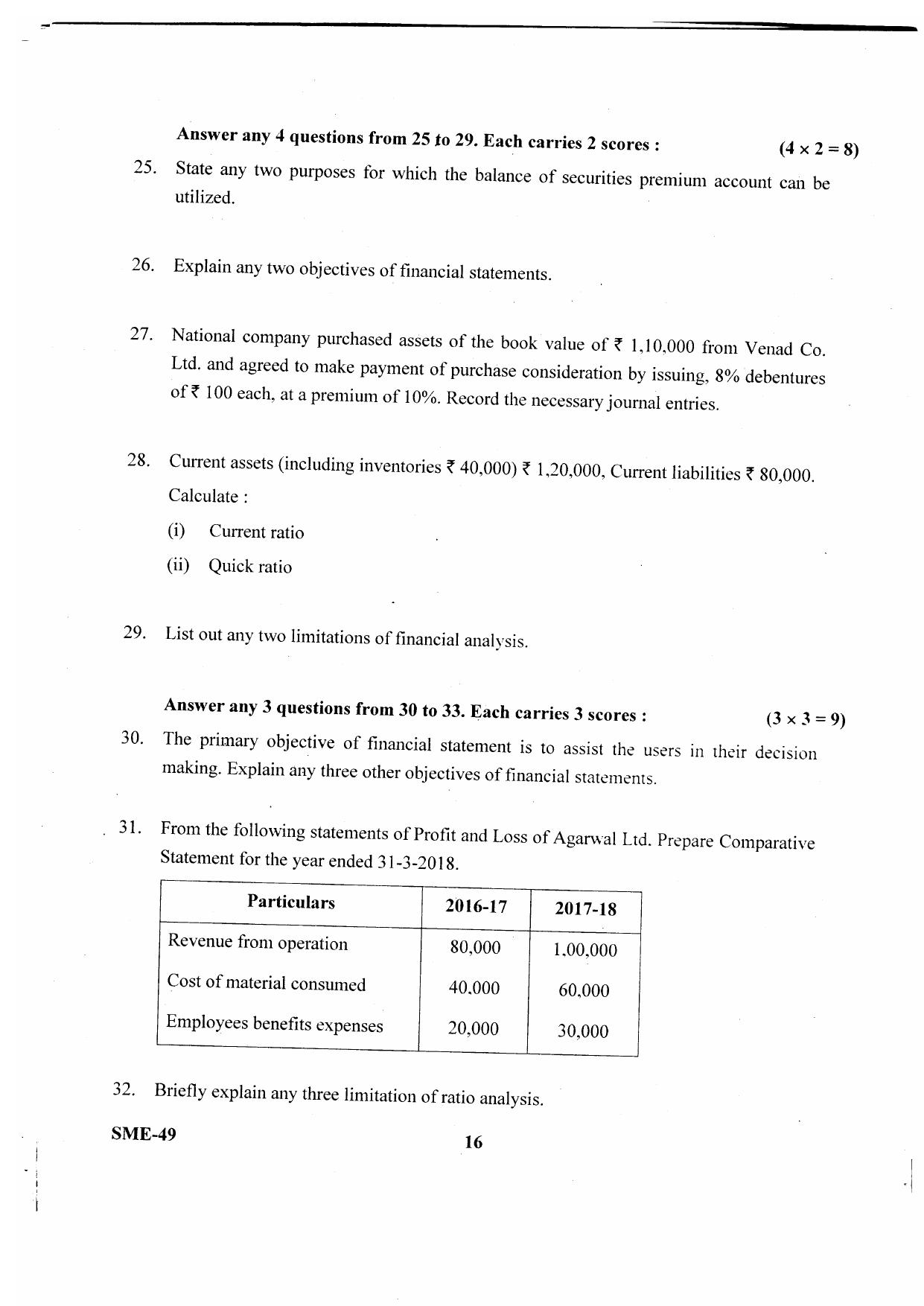Kerala Plus Two 2020 Accountancy AFS Question Paper - Page 9