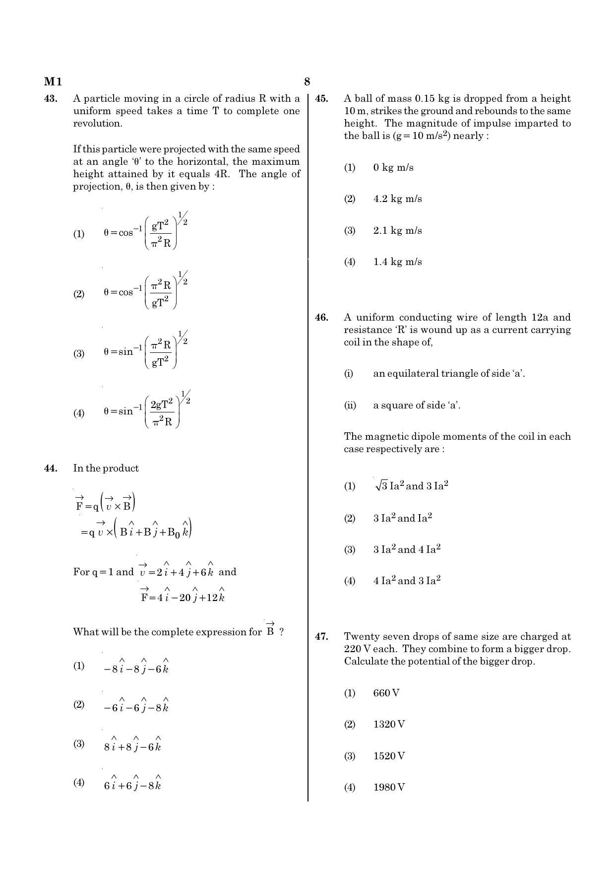 NEET M1 2021 Question Paper - Page 8