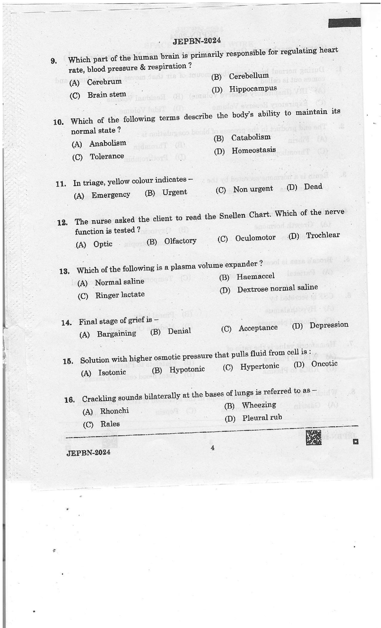 WBJEE JEPBN 2024 Question Paper - Page 4