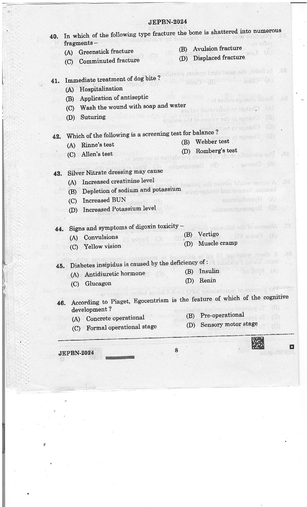 WBJEE JEPBN 2024 Question Paper - Page 8