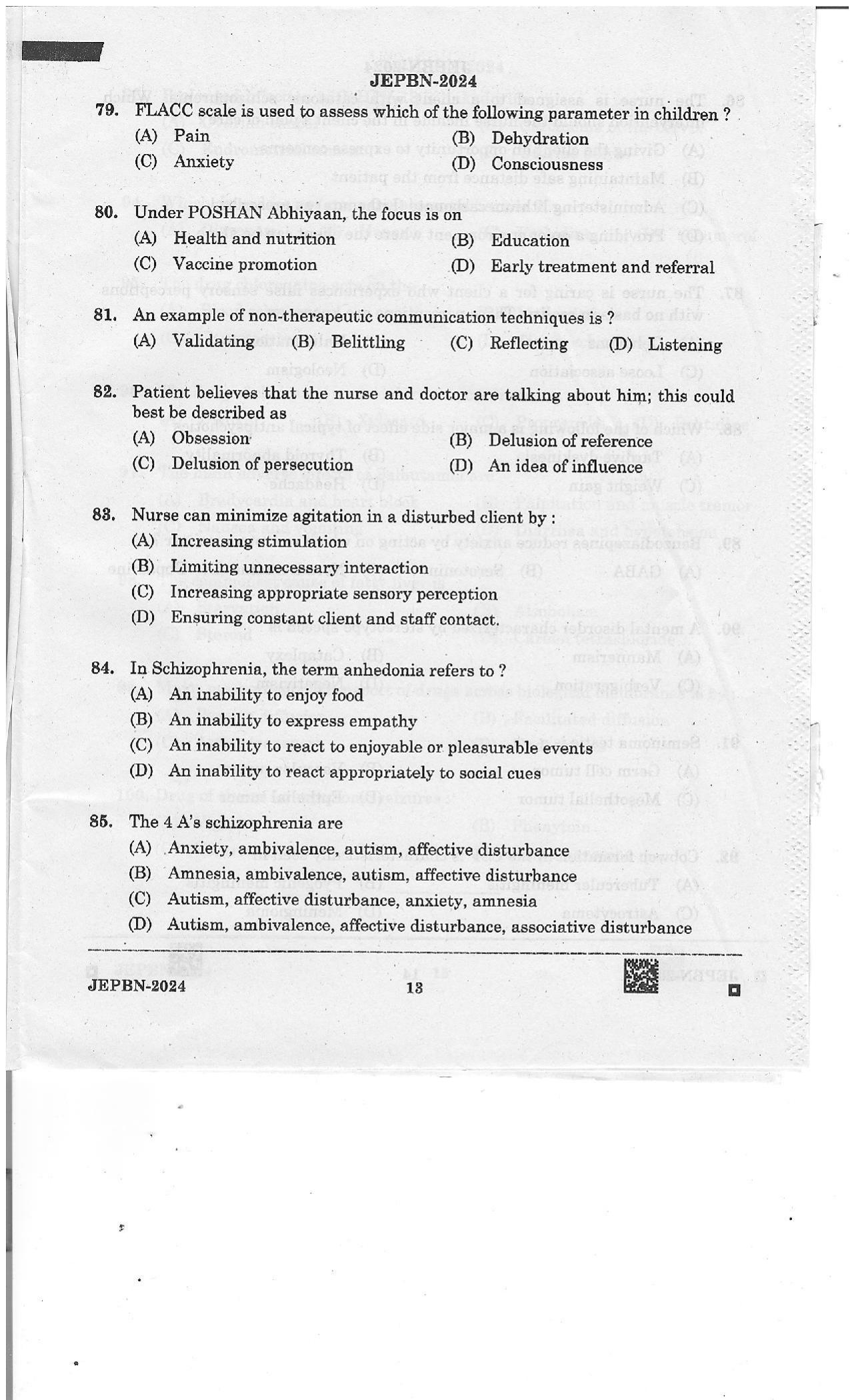 WBJEE JEPBN 2024 Question Paper - Page 13