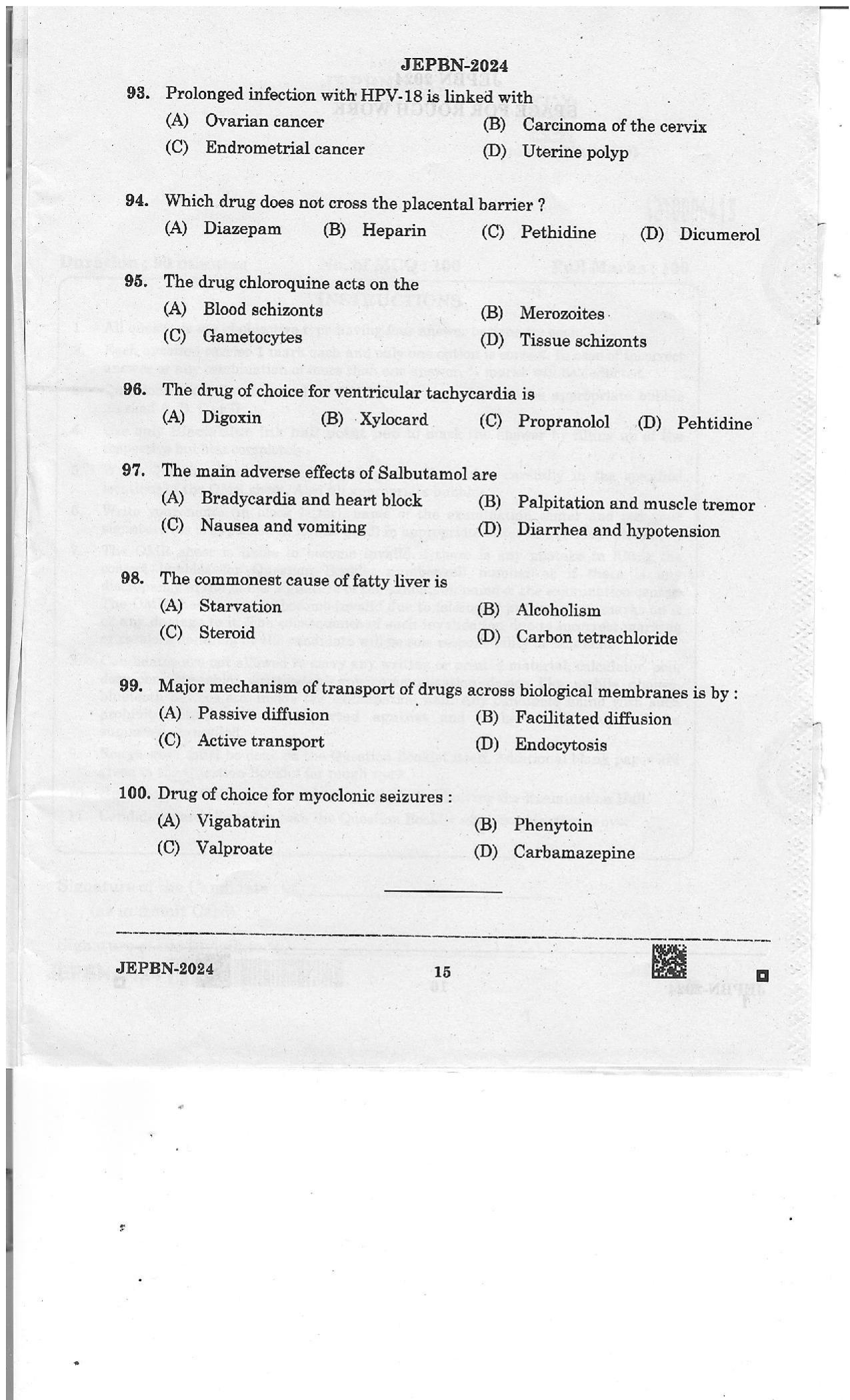 WBJEE JEPBN 2024 Question Paper - Page 15