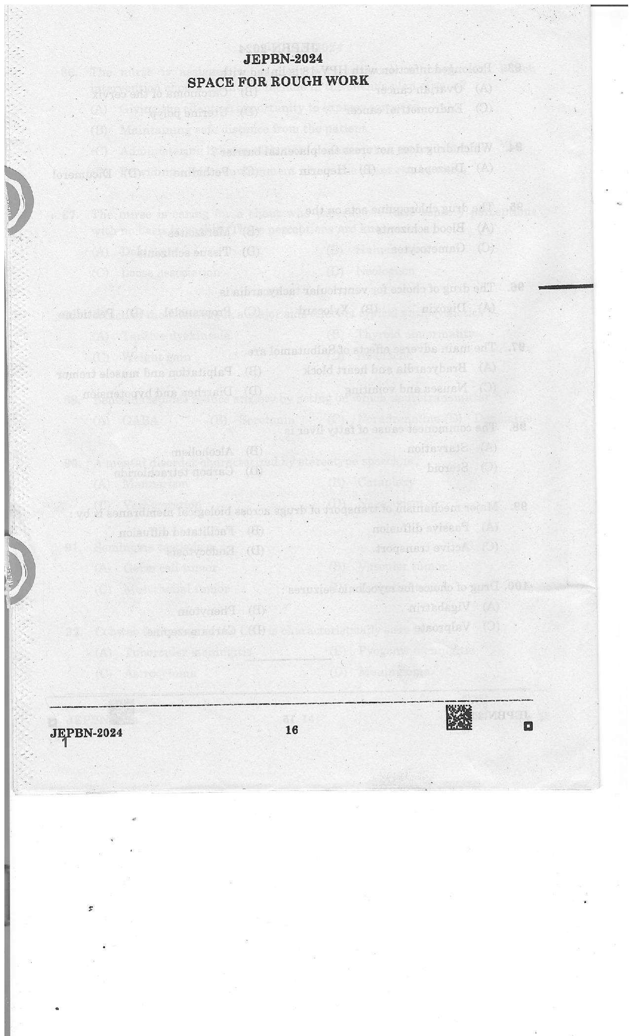 WBJEE JEPBN 2024 Question Paper - Page 16
