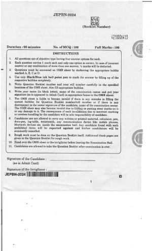 WBJEE JEPBN 2024 Question Paper