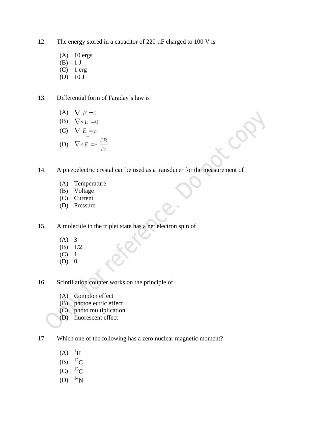 CUSAT CAT 2021 MSc Physics Question Paper - Page 3