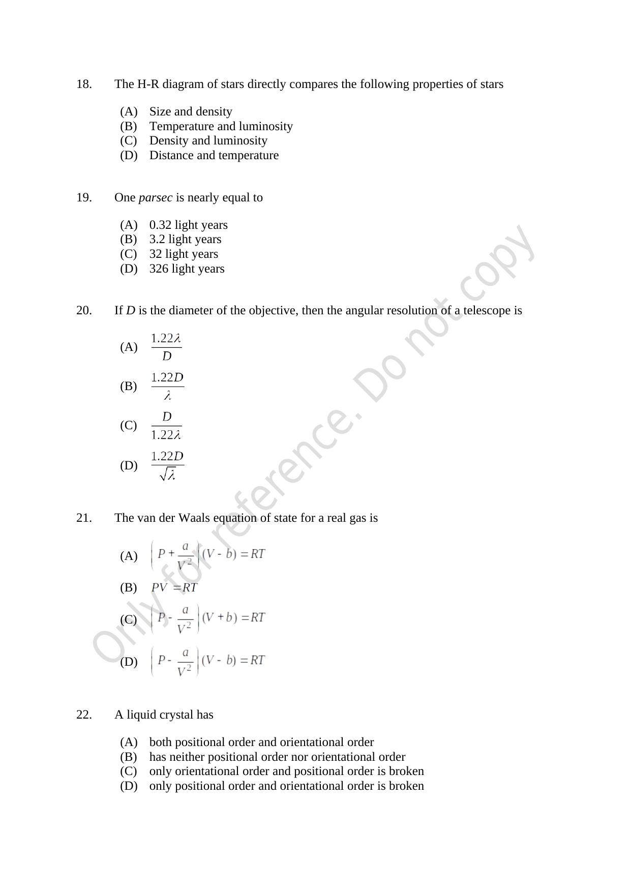 CUSAT CAT 2021 MSc Physics Question Paper - Page 4
