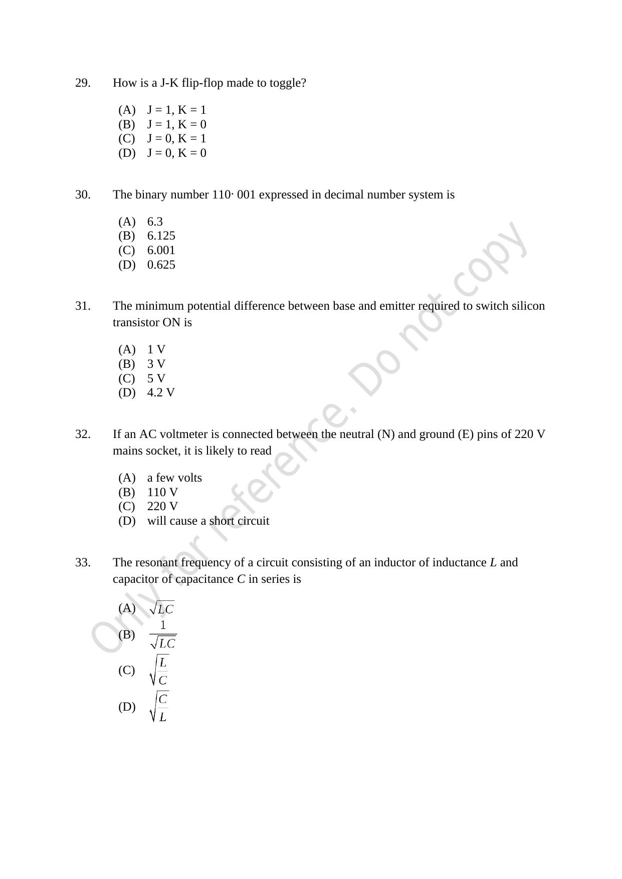 CUSAT CAT 2021 MSc Physics Question Paper - Page 6