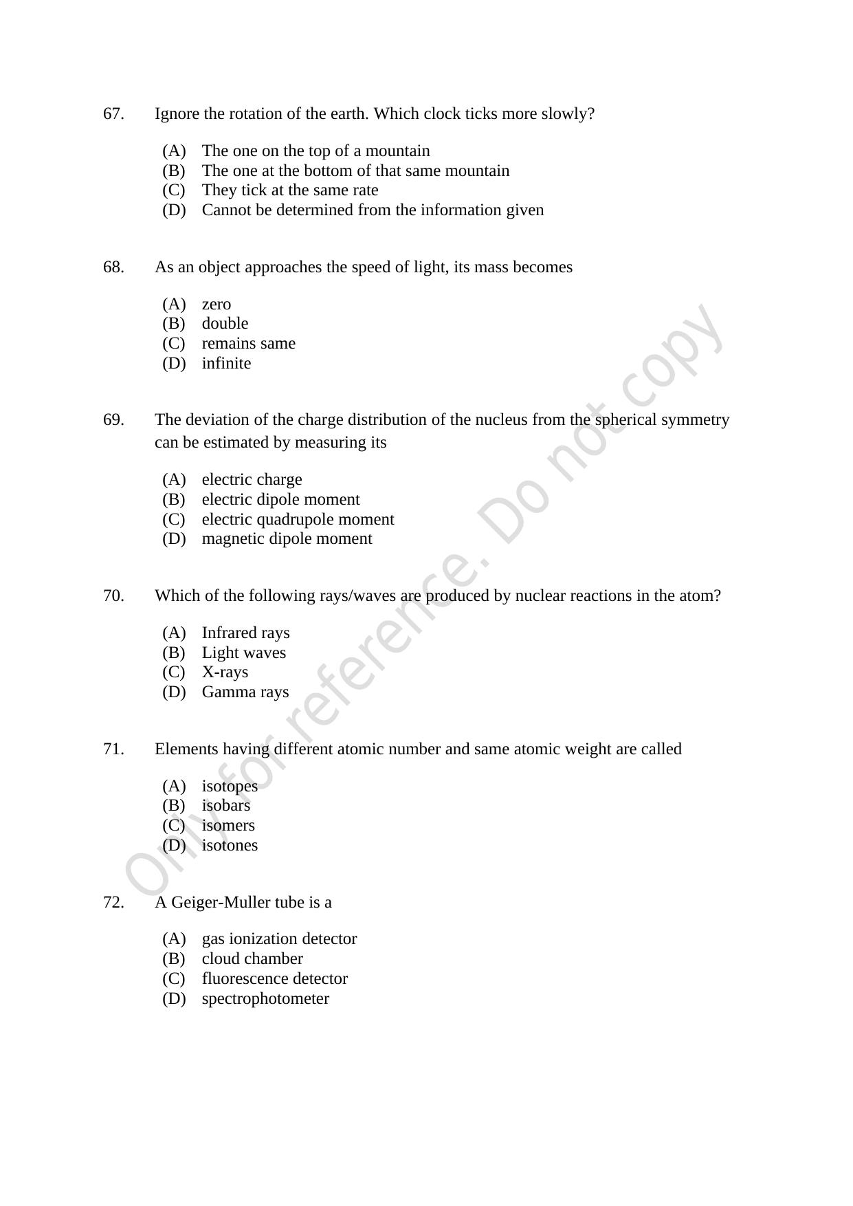 CUSAT CAT 2021 MSc Physics Question Paper - Page 14
