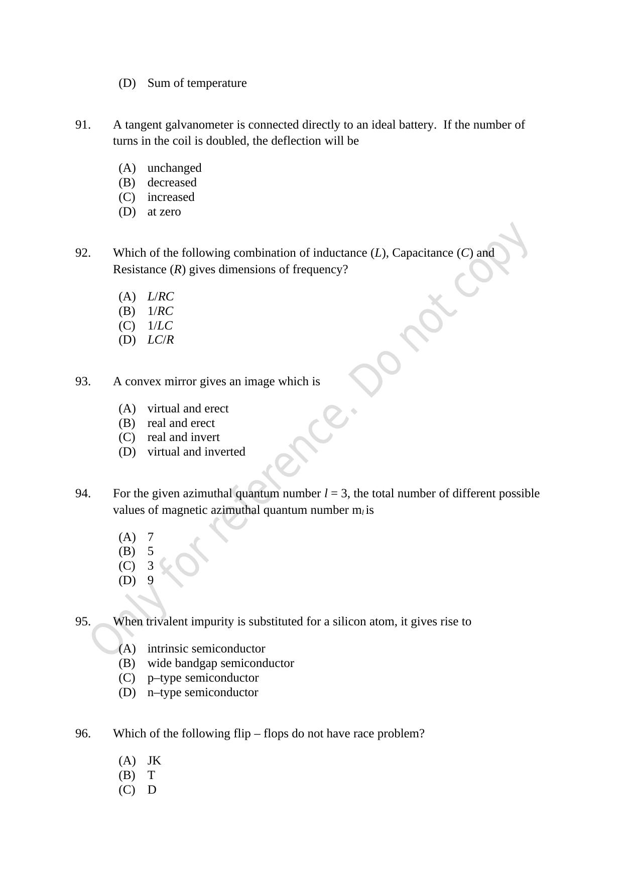 CUSAT CAT 2021 MSc Physics Question Paper - Page 18