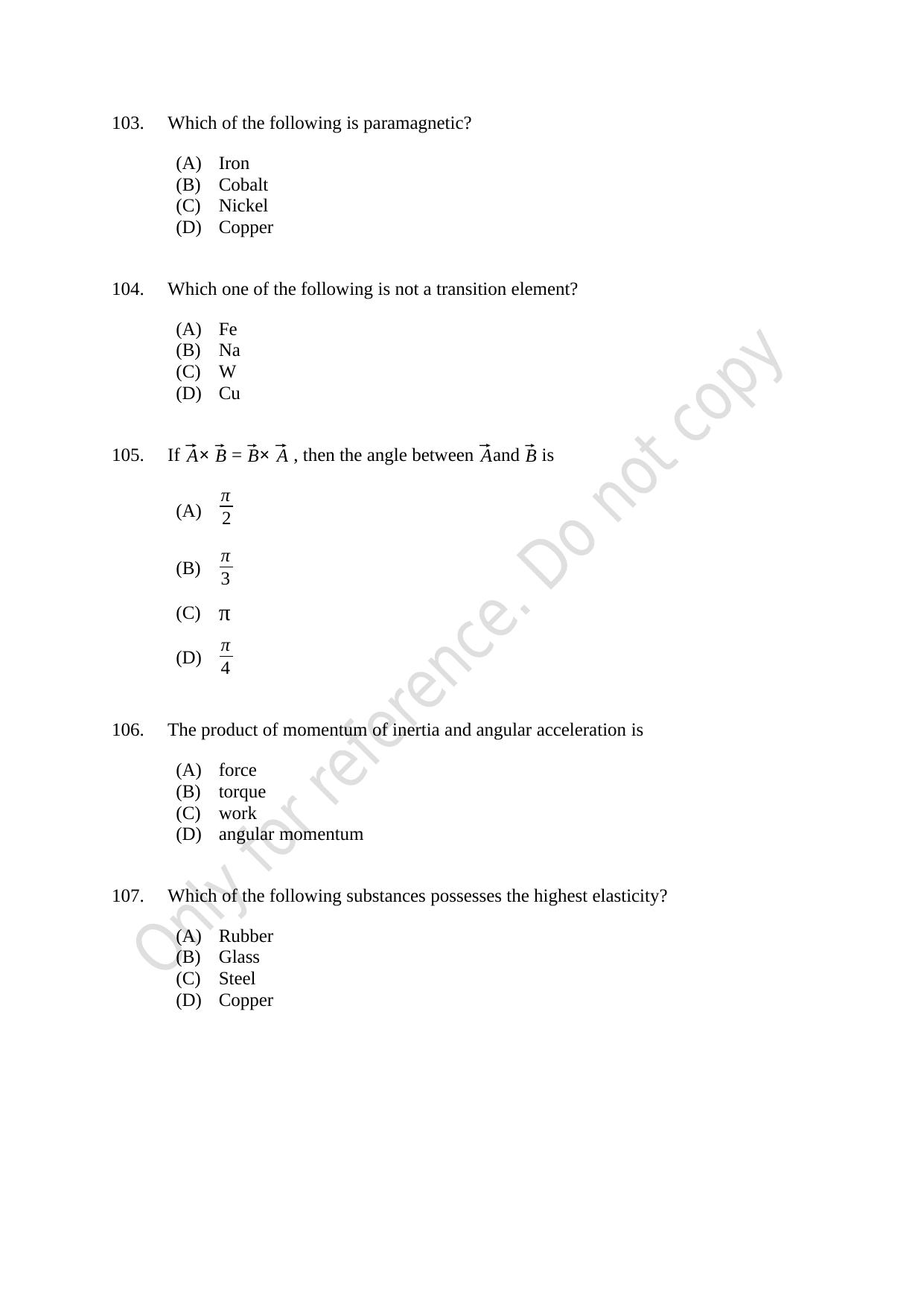 CUSAT CAT 2021 MSc Physics Question Paper - Page 21