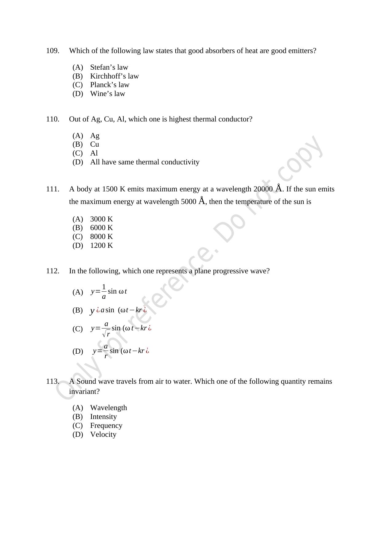CUSAT CAT 2021 MSc Physics Question Paper - Page 23
