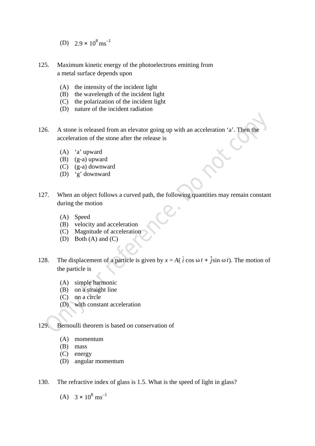 CUSAT CAT 2021 MSc Physics Question Paper - Page 26