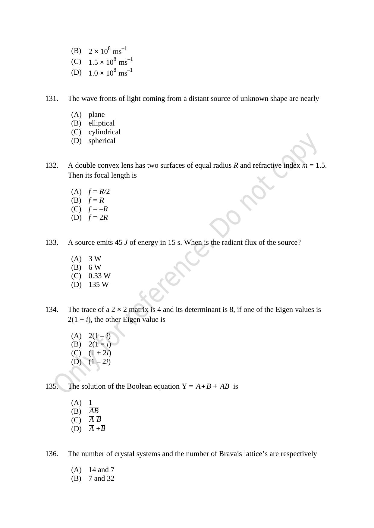CUSAT CAT 2021 MSc Physics Question Paper - Page 27