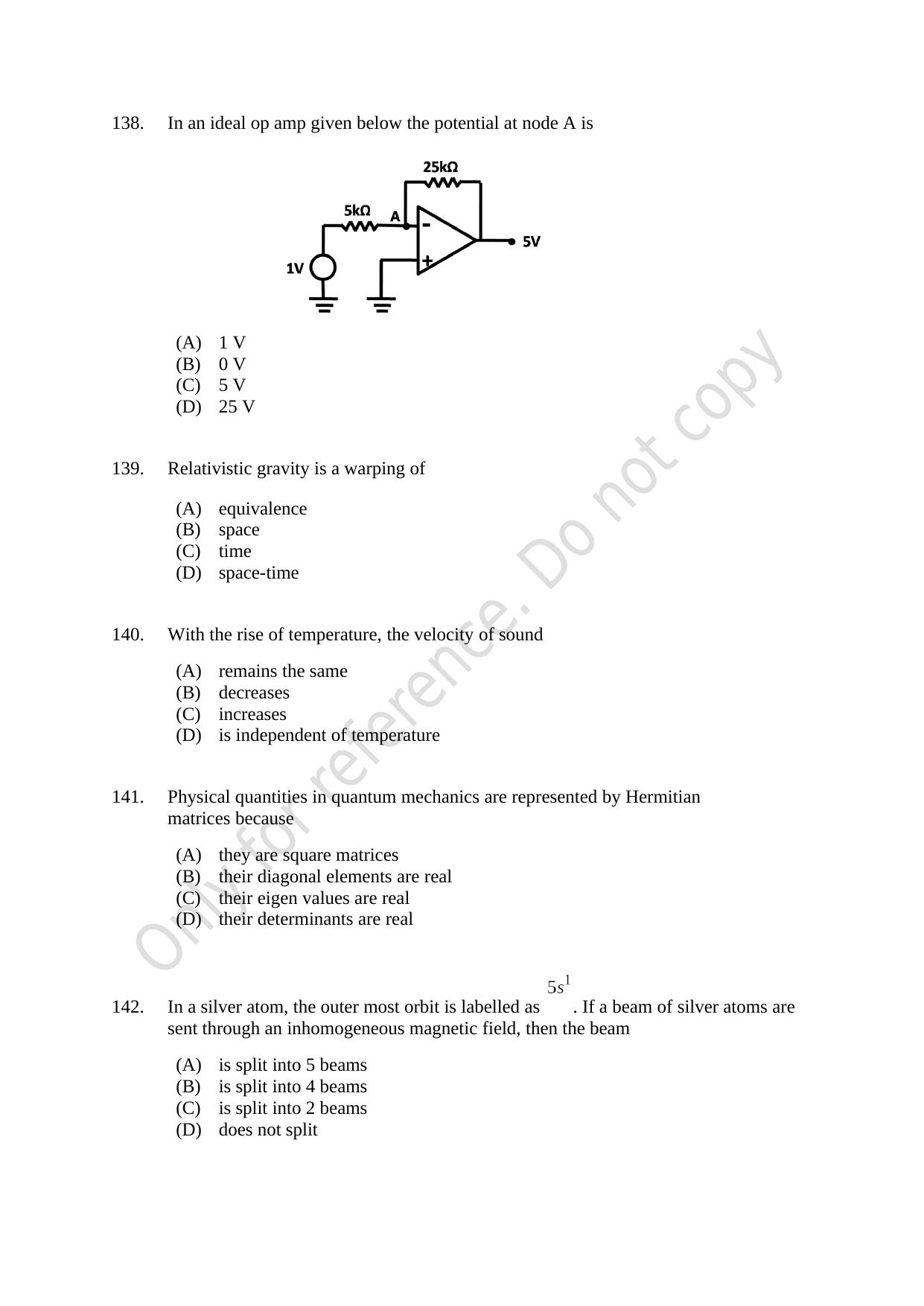 CUSAT CAT 2021 MSc Physics Question Paper - Page 29