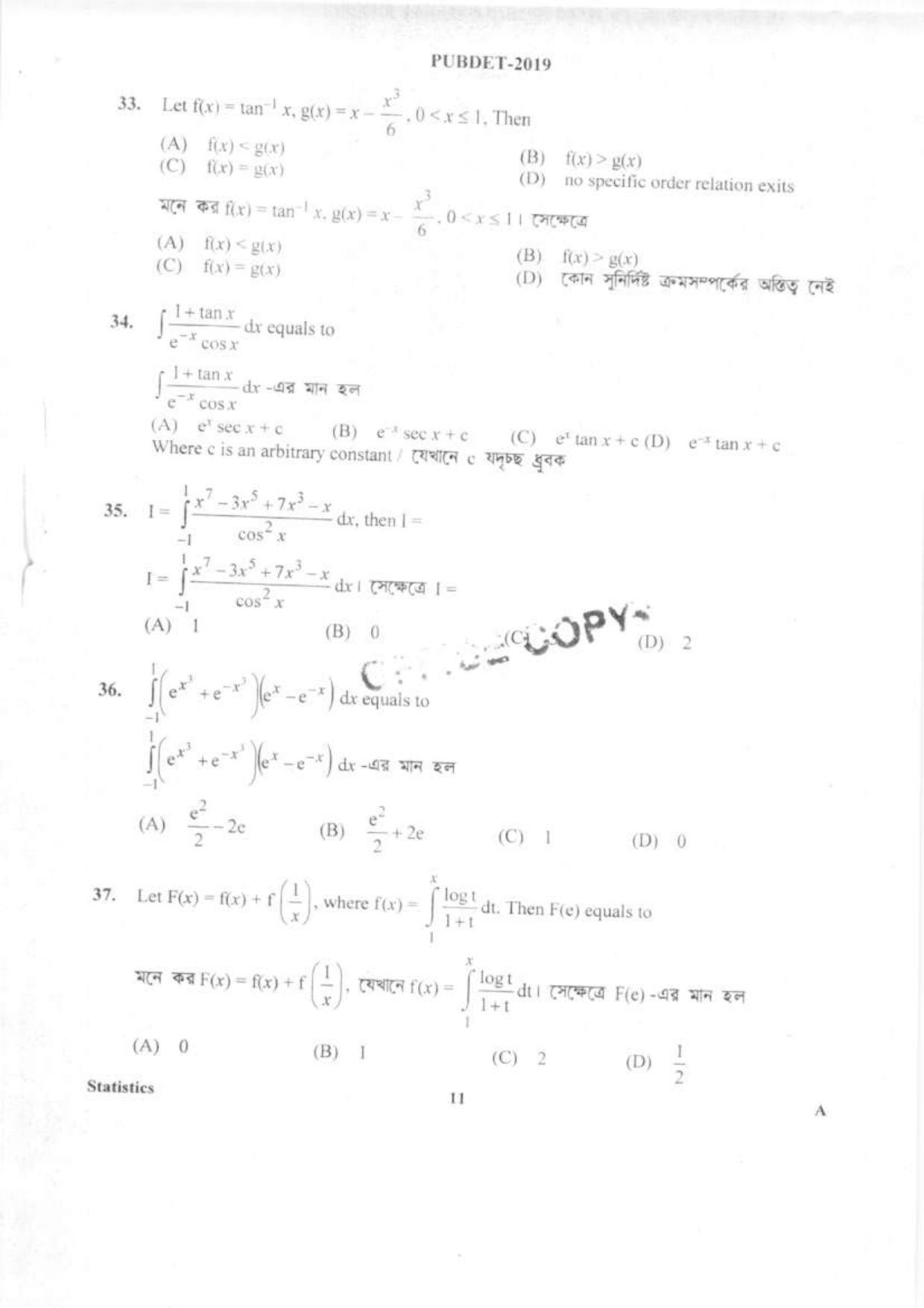 PUBDET 2019 Statistics Question Papers - Page 10