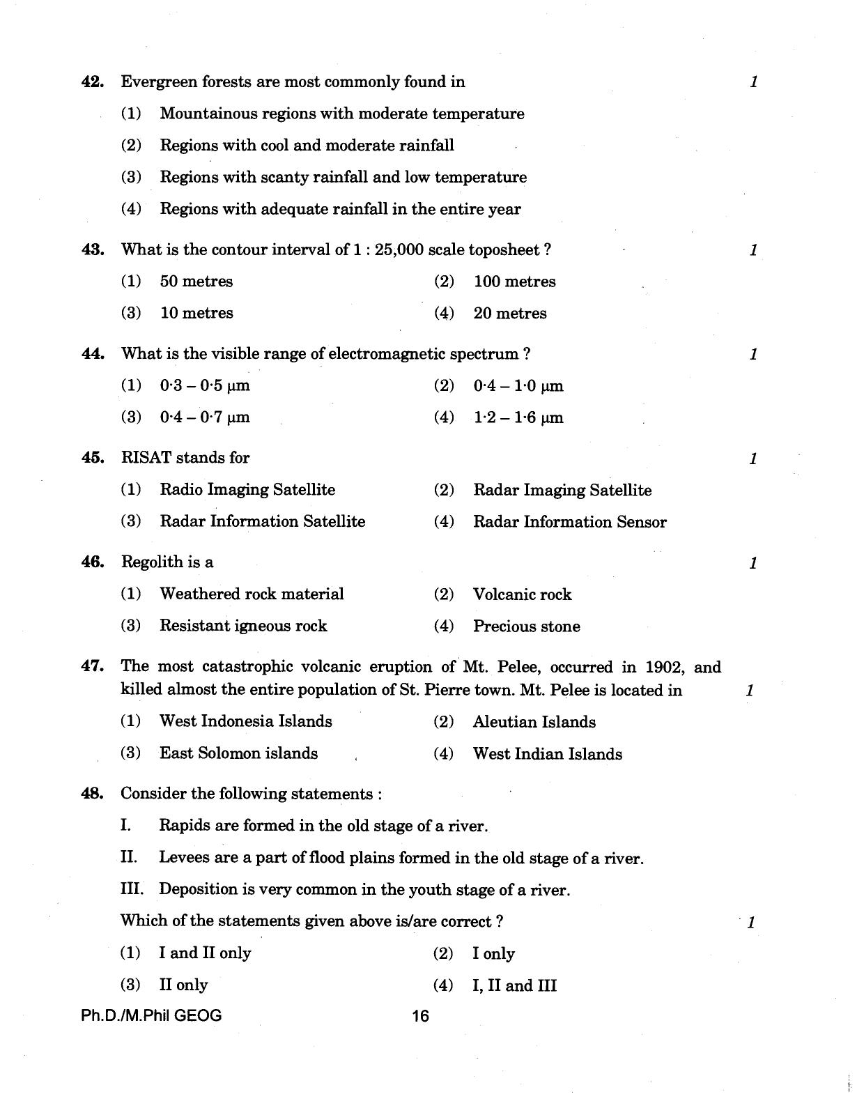 IGNOU PhD Entrance Test Ph./.M.Phil (Geography) 2018 Question Paper - Page 16